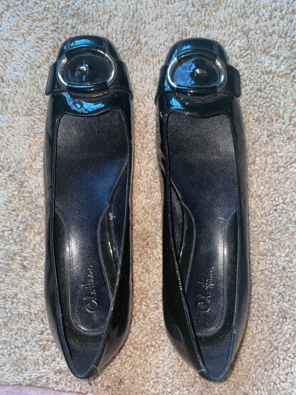 Cole Haan Black Patent Leather Buckle Ballet Flats Size 10
